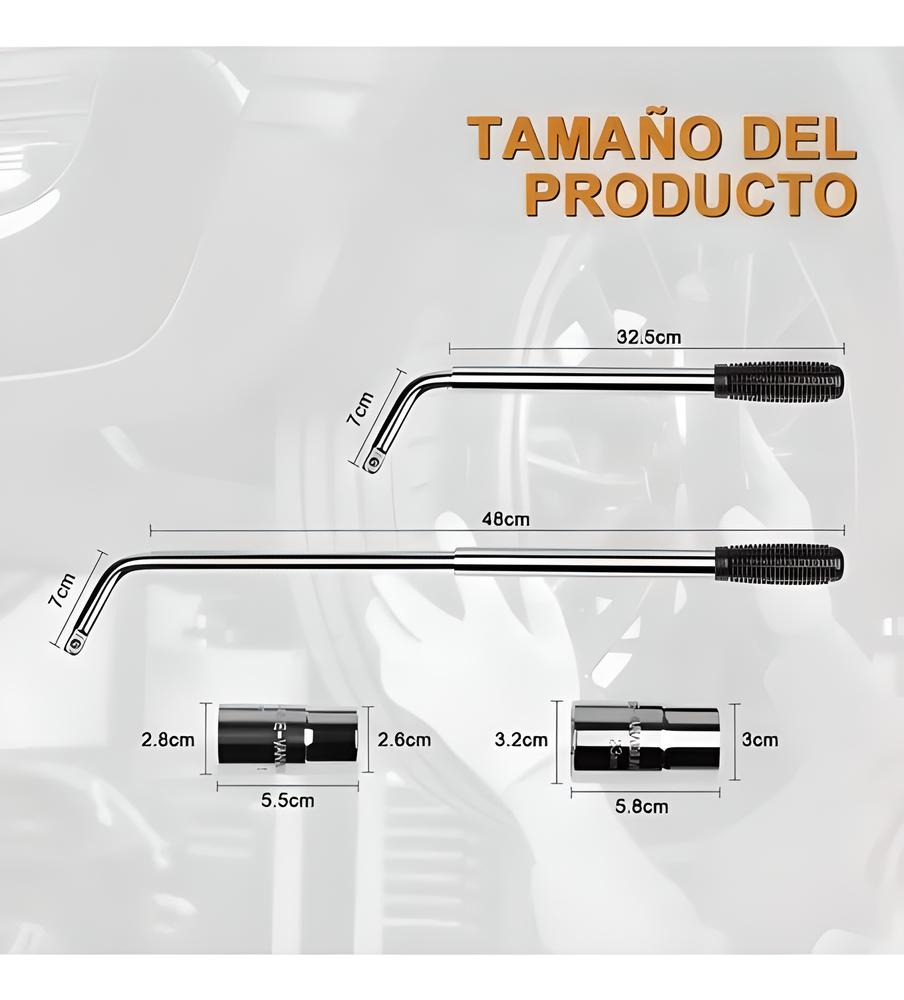 Llave Maneral Con Dados Para Rines,rines Extensible 17-19 Mm