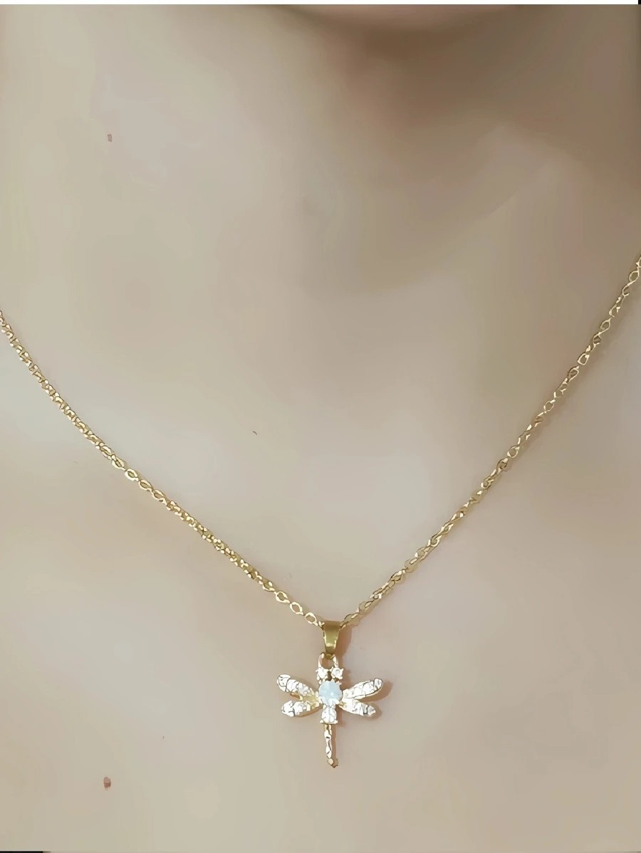 Collar para mujer de libélula, acero inoxidable