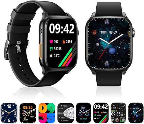 Smartwatch, 1.86‘Reloj Inteligente con Llamadas Bluetooth IP67 Impermeable Reloj Deportivo Pulsómetro Monitor de Oxígeno Sueño, Podómetro, DIY Esfera Reloj, Pulsera Actividad para Android iOS (Negro).