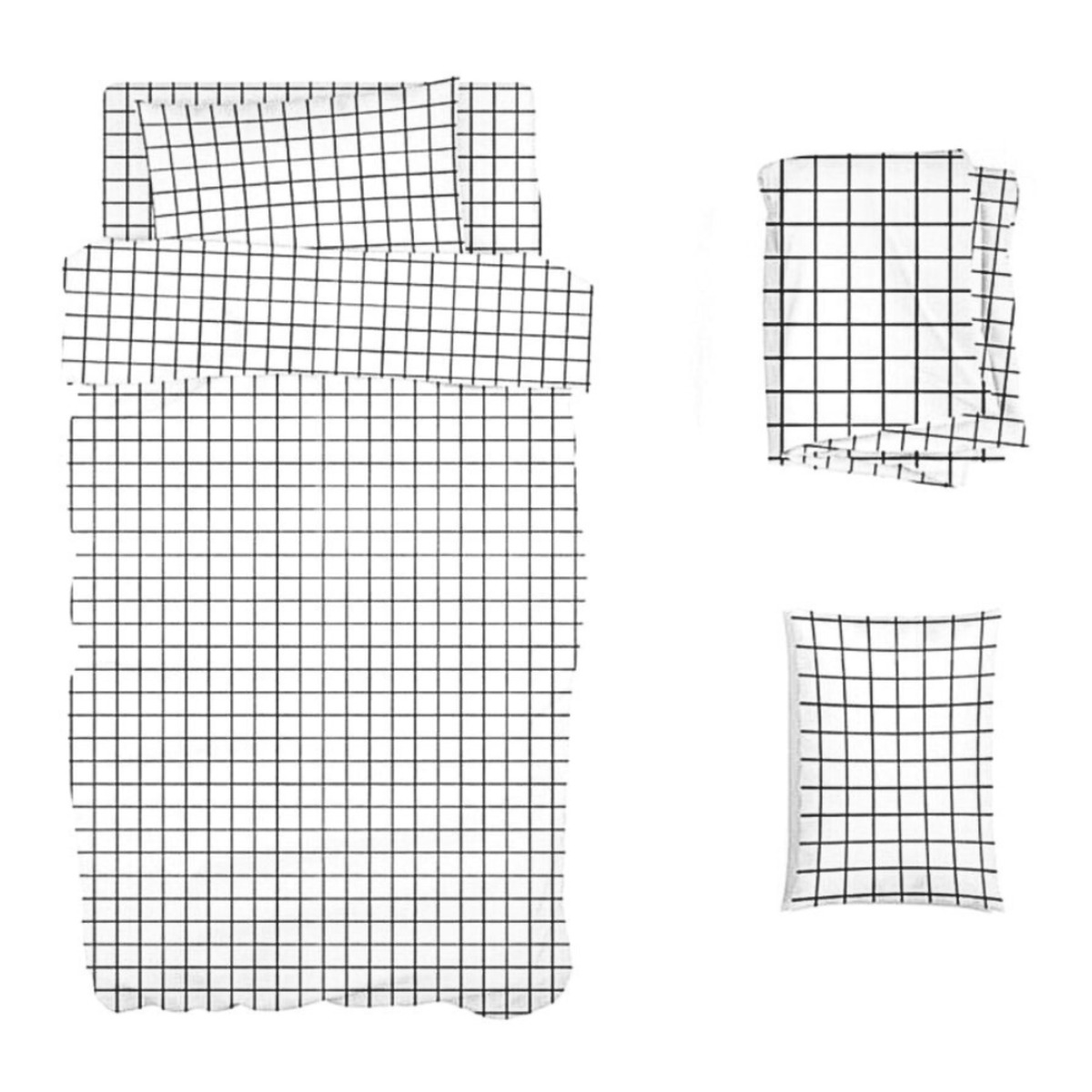 Juego de Sábanas de Microfibra Koala Estampada  -Individual -Cuadro Gris.