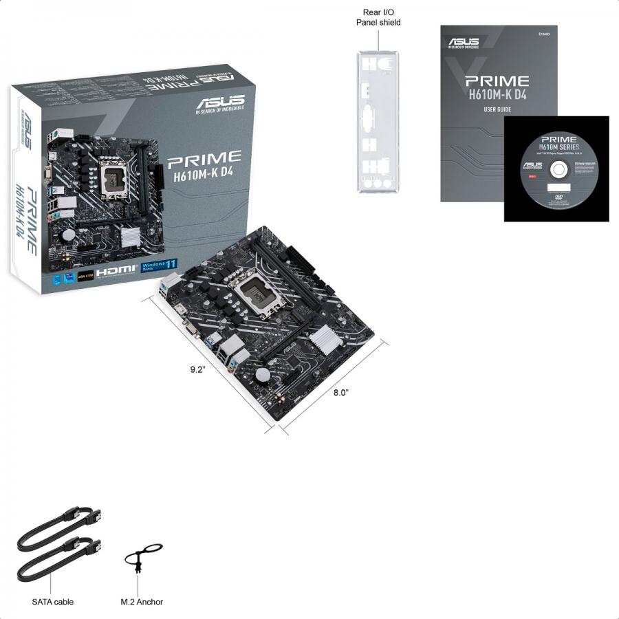 Tarjeta Madre ASUS PRIME H610M-K D4 DDR4 PCI-E USB3 Socket 1700