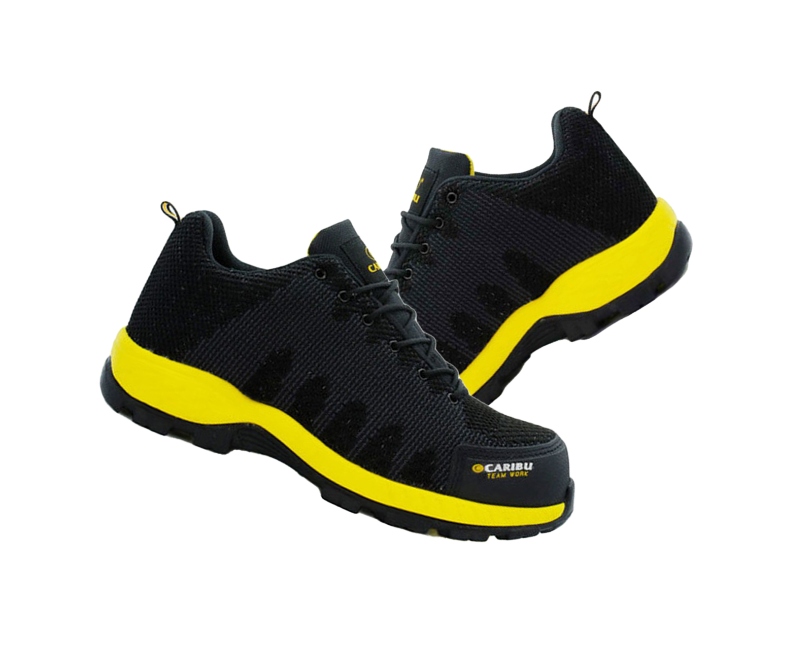 Tenis Industrial Choclo Con Casco Caribú 325 Color Negro Amarillo.