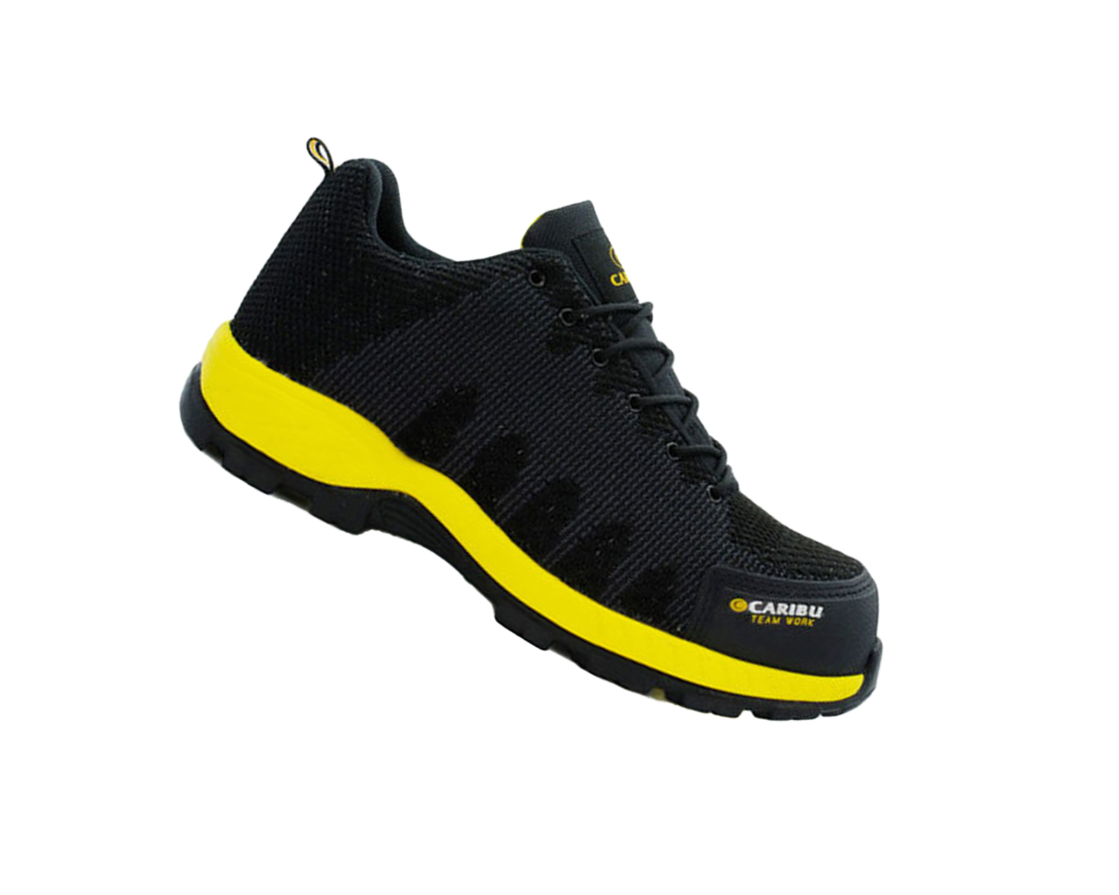 Tenis Industrial Choclo Con Casco Caribú 325 Color Negro Amarillo.