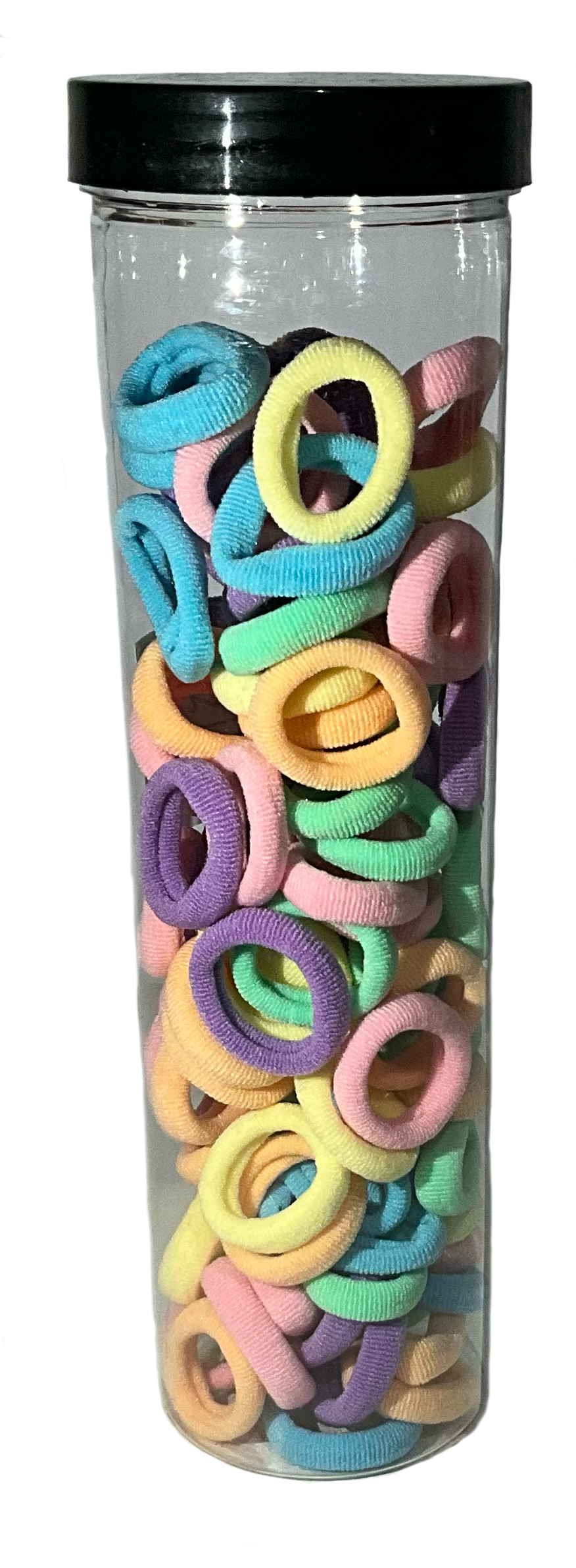 Paquete Tubo 100 Ligas Donas Para Cabello Dama Colores Moda (Pastel).