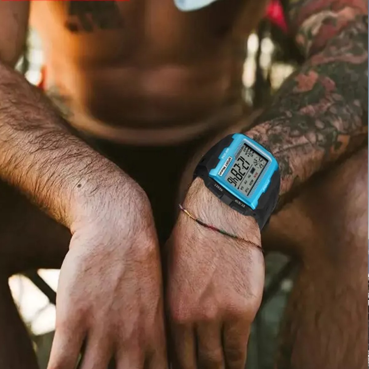 Reloj Digital contra agua azul led números grandes fácil de leer sumergible 30M deportes táctico.