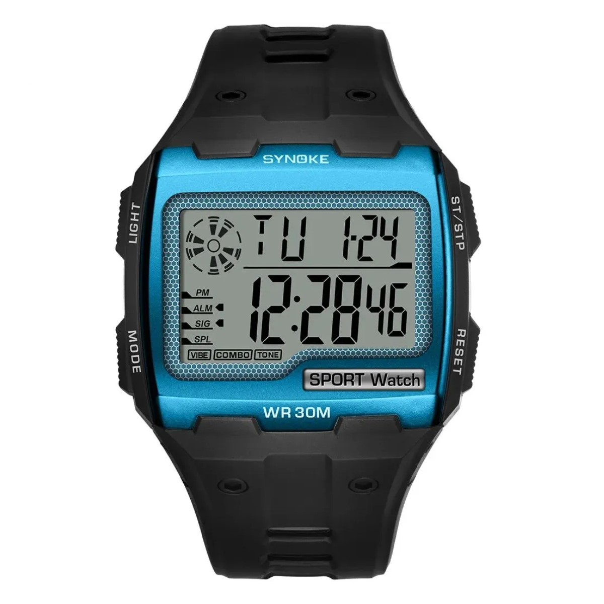 Reloj Digital contra agua azul led números grandes fácil de leer sumergible 30M deportes táctico.