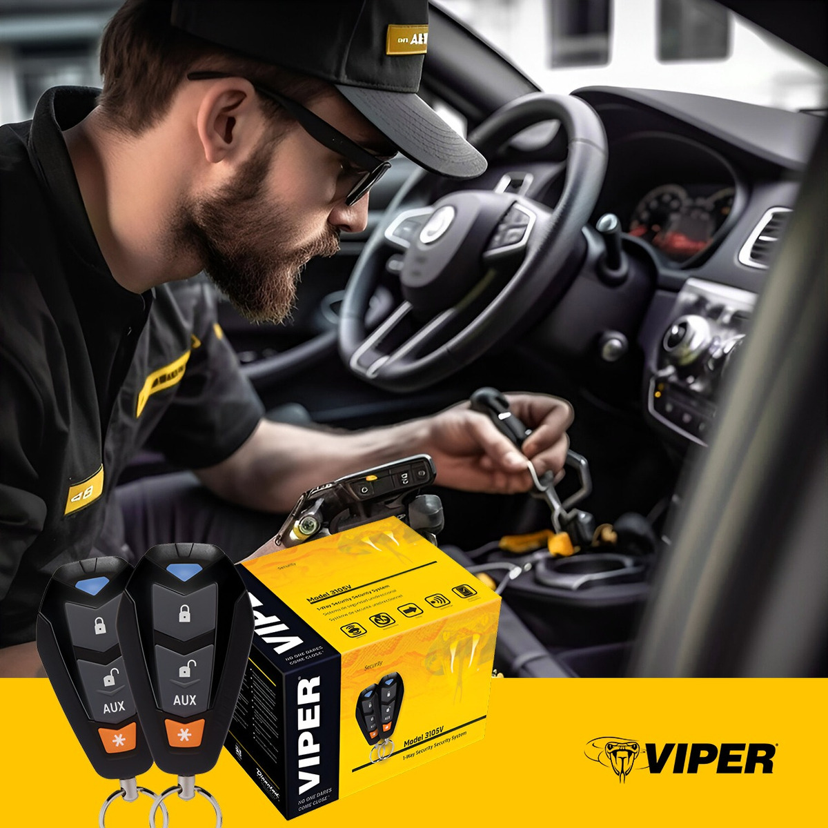 Alarma Automotriz Viper 3400v Con 2 Controles Sirena Sensor.