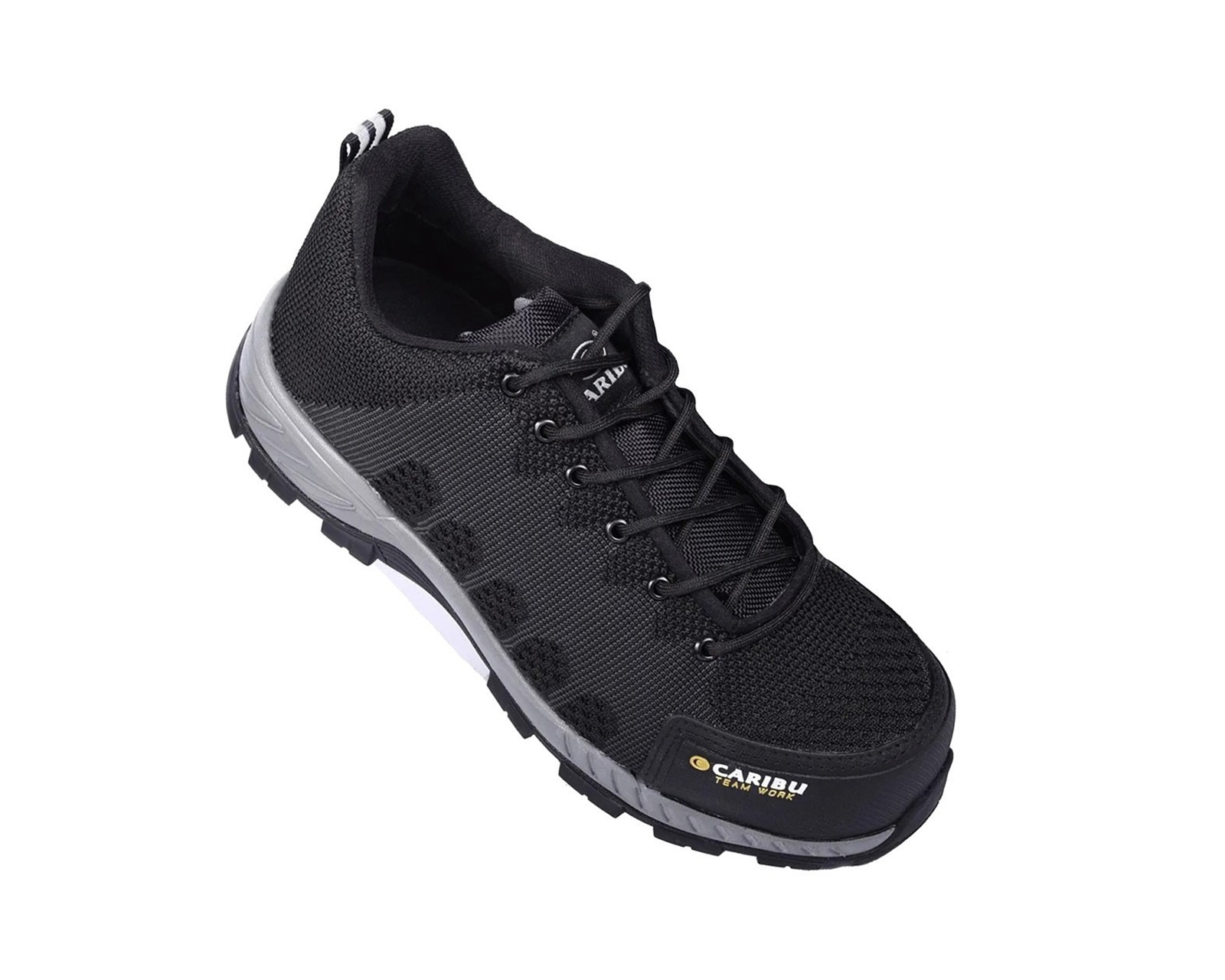 Tenis Industrial Choclo Con Casco Caribú 325 Color Negro Gris.