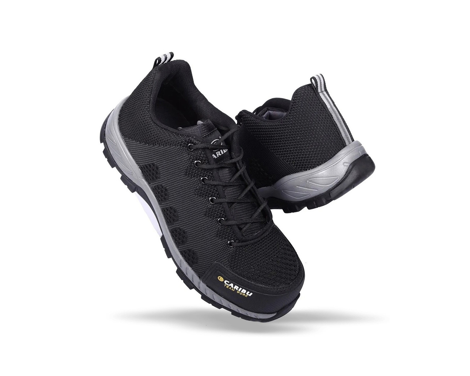 Tenis Industrial Choclo Con Casco Caribú 325 Color Negro Gris.