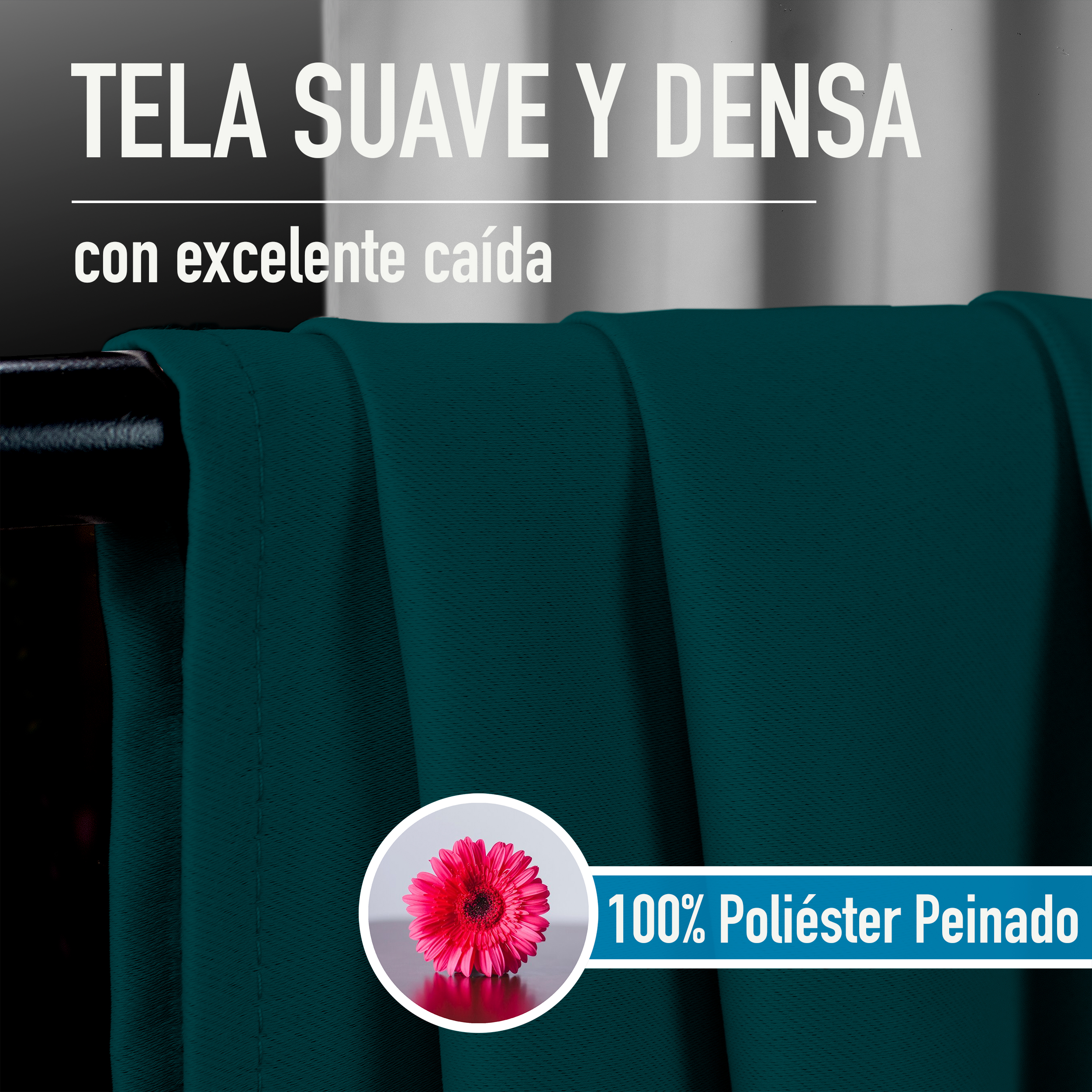 Cortinas Blackout Turquesa Corta Térmico Lisa 95% Bloqueo Luz.