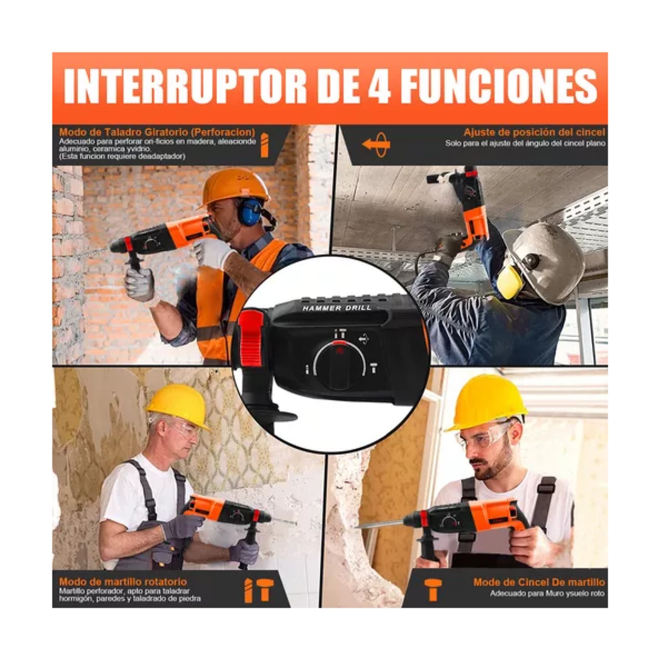 Rotomartillo electroneumático Juemel M7004 naranja con 1050W de potencia 110V