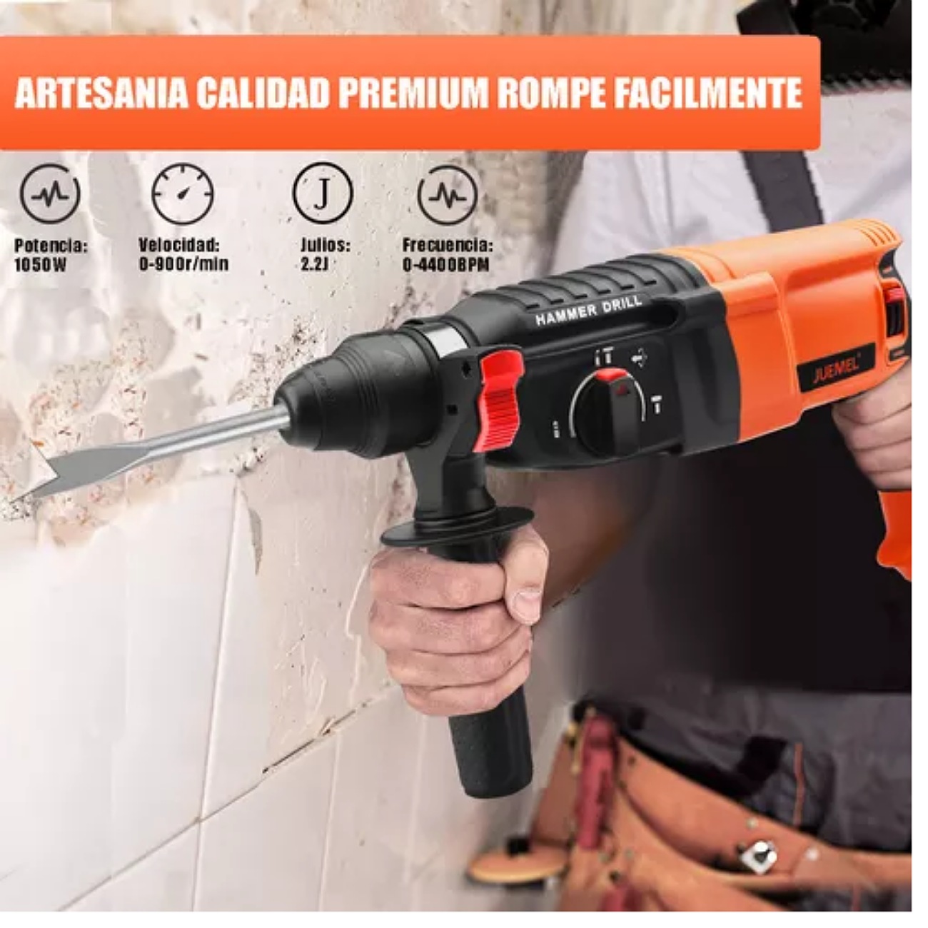 Rotomartillo electroneumático Juemel M7004 naranja con 1050W de potencia 110V