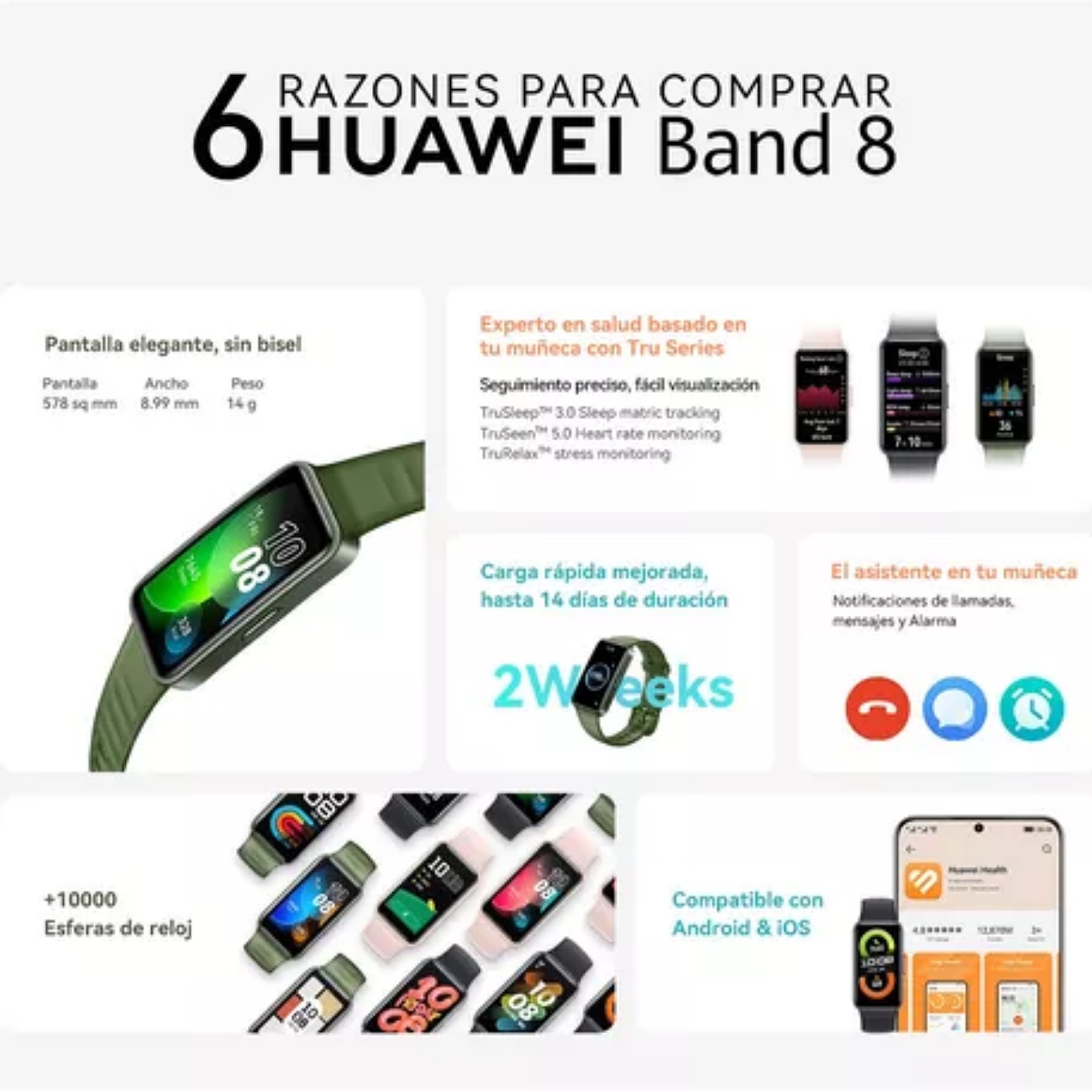 Smartwatch Huawei Band 8 1.47'' Batería Hasta 14 Días Rosa Diseño de la correa Silicon
