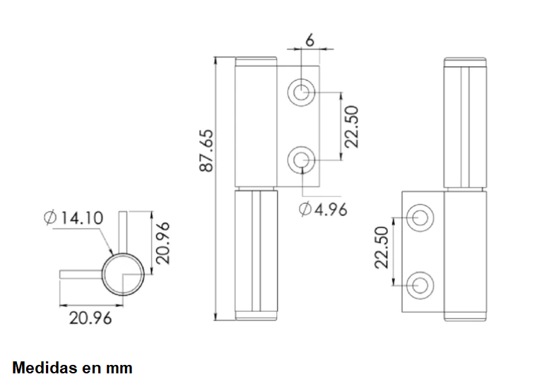 Bisagra Eurovent Serie 35 Aluminio (par) Incluye Tornillería (Blanco)
