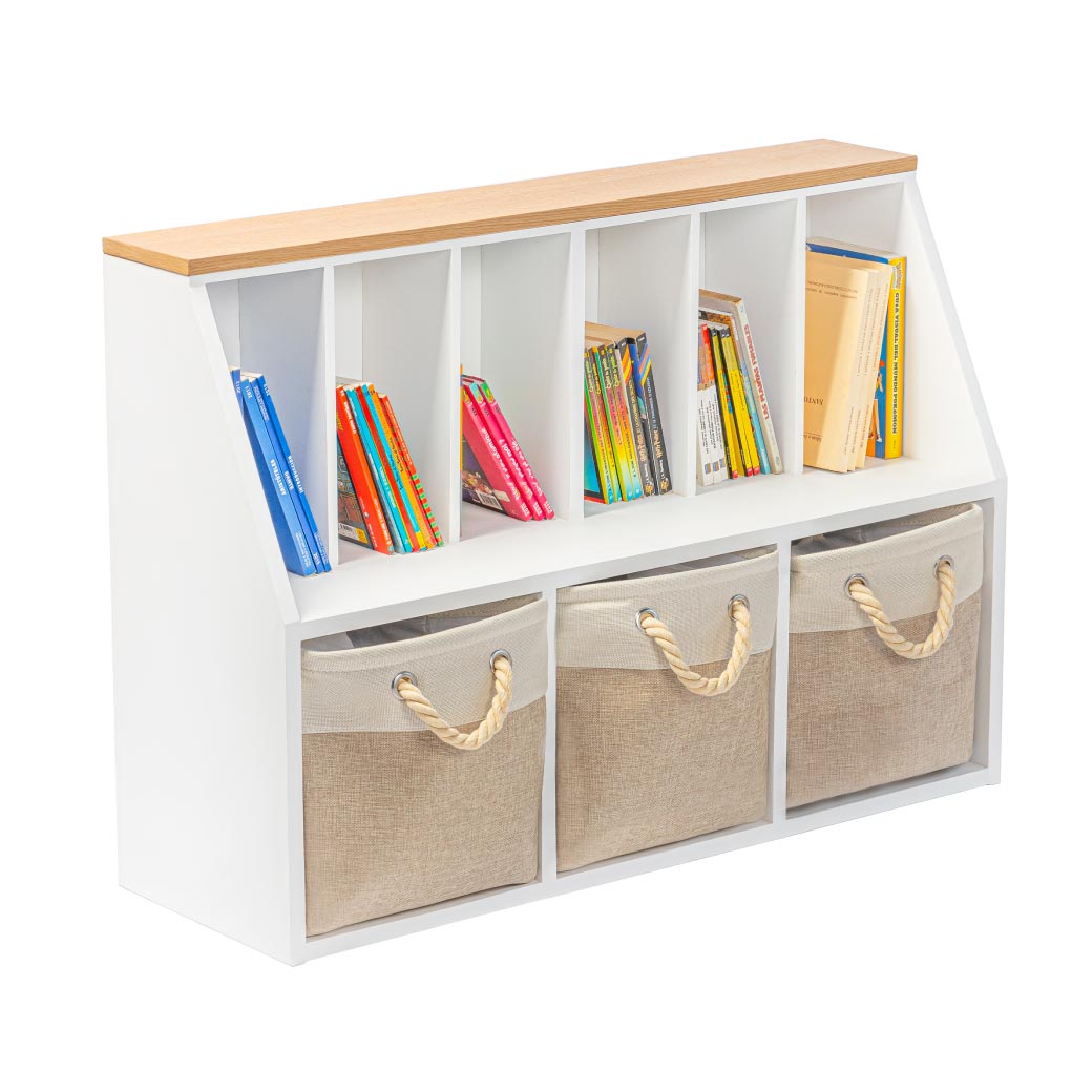 Librero moderno de madera para canastas - Niñas & Niños.