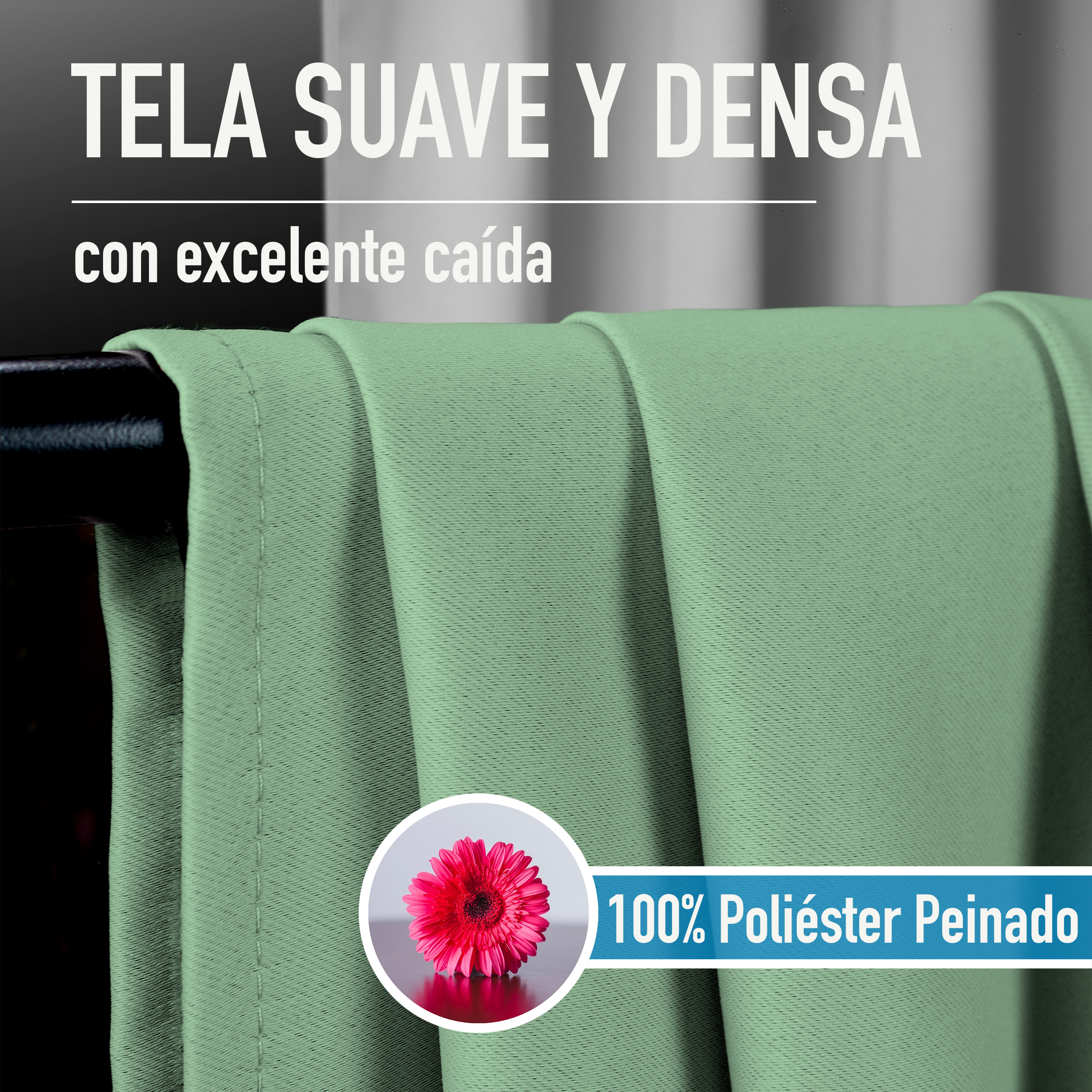 Cortinas Blackout Pistache Térmico Largas Lisa Opaca 95% Bloqueo Luz .
