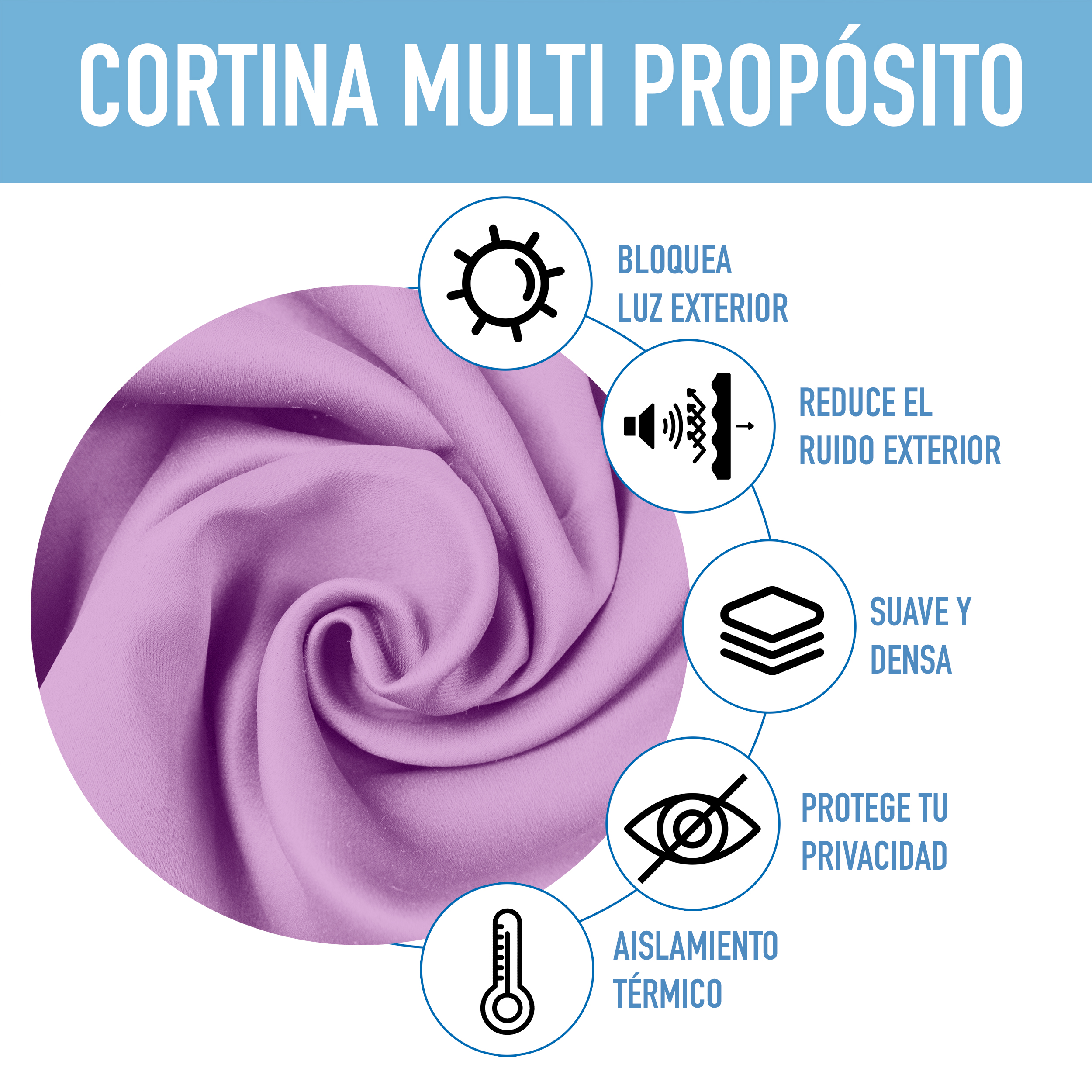Cortinas Blackout Lila Térmico Largas Lisa Opaca 95% Bloqueo Luz .