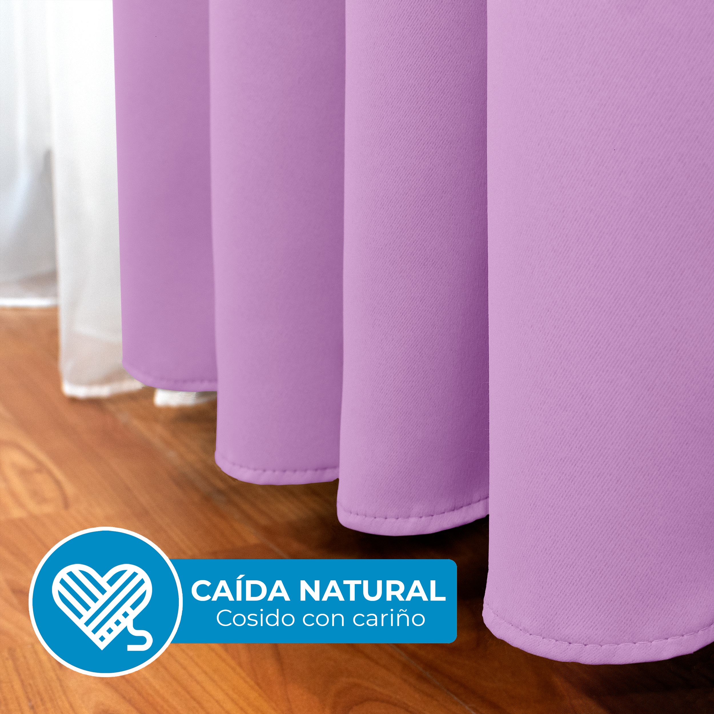 Cortinas Blackout Lila Térmico Largas Lisa Opaca 95% Bloqueo Luz .