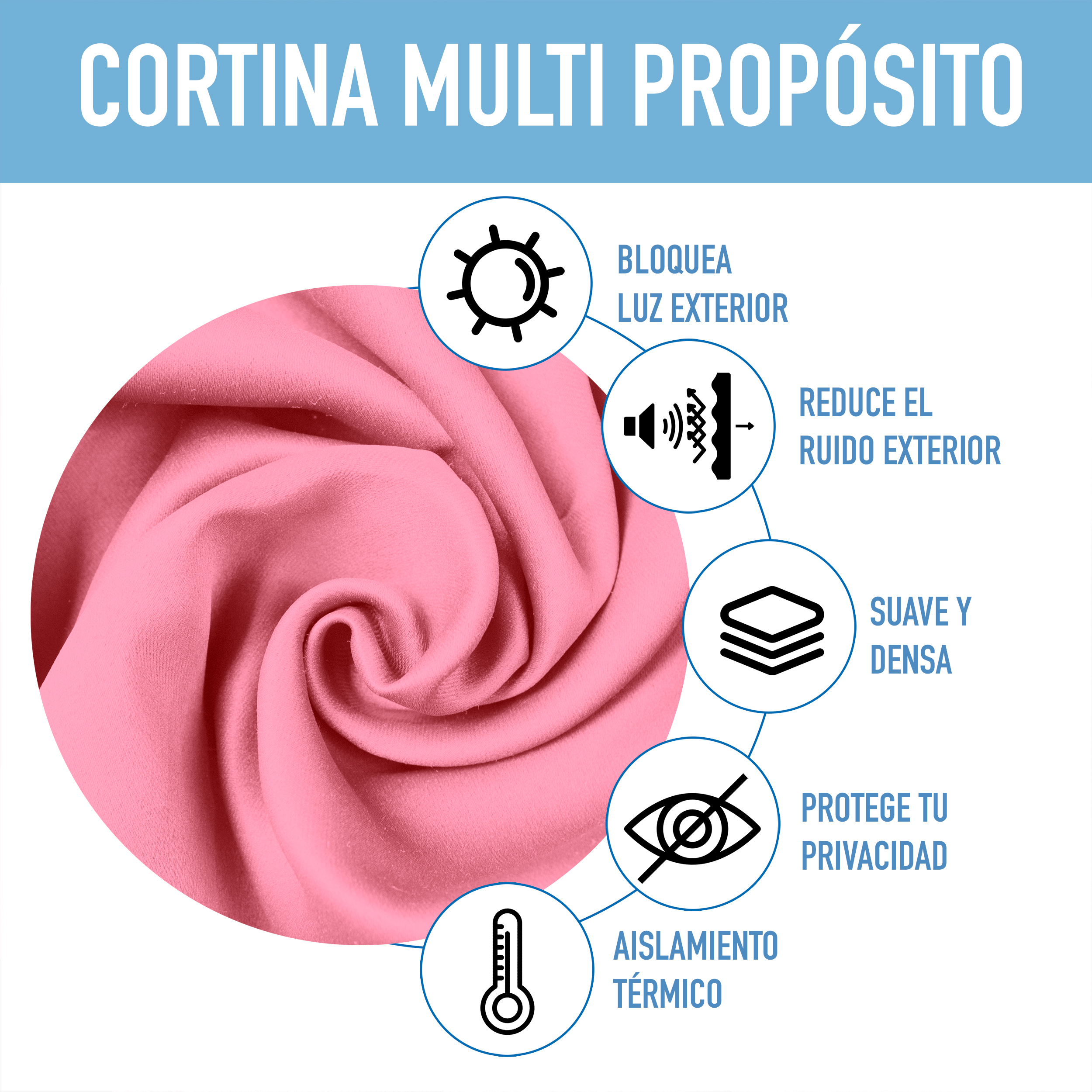 Cortinas Blackout Rosa Térmico Largas Lisa Opaca 95% Bloqueo Luz .