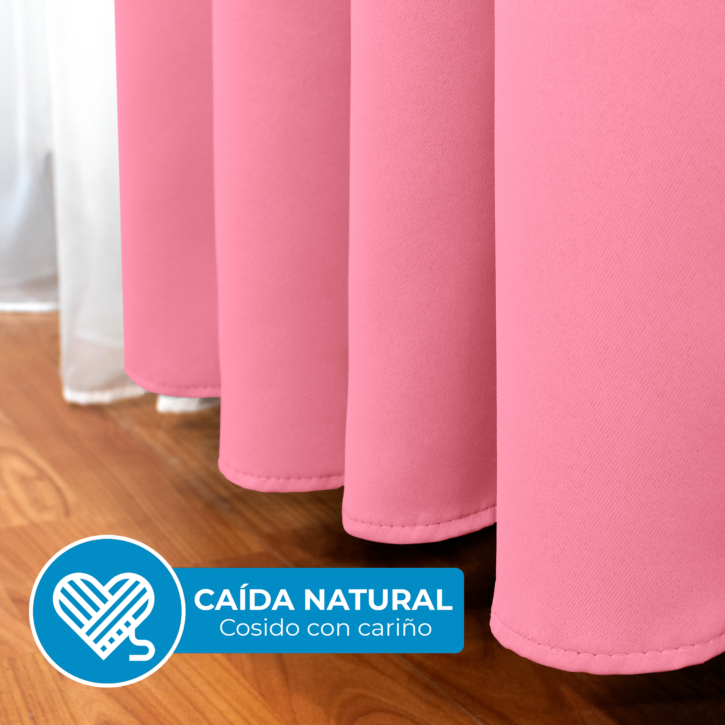 Cortinas Blackout Rosa Térmico Largas Lisa Opaca 95% Bloqueo Luz .