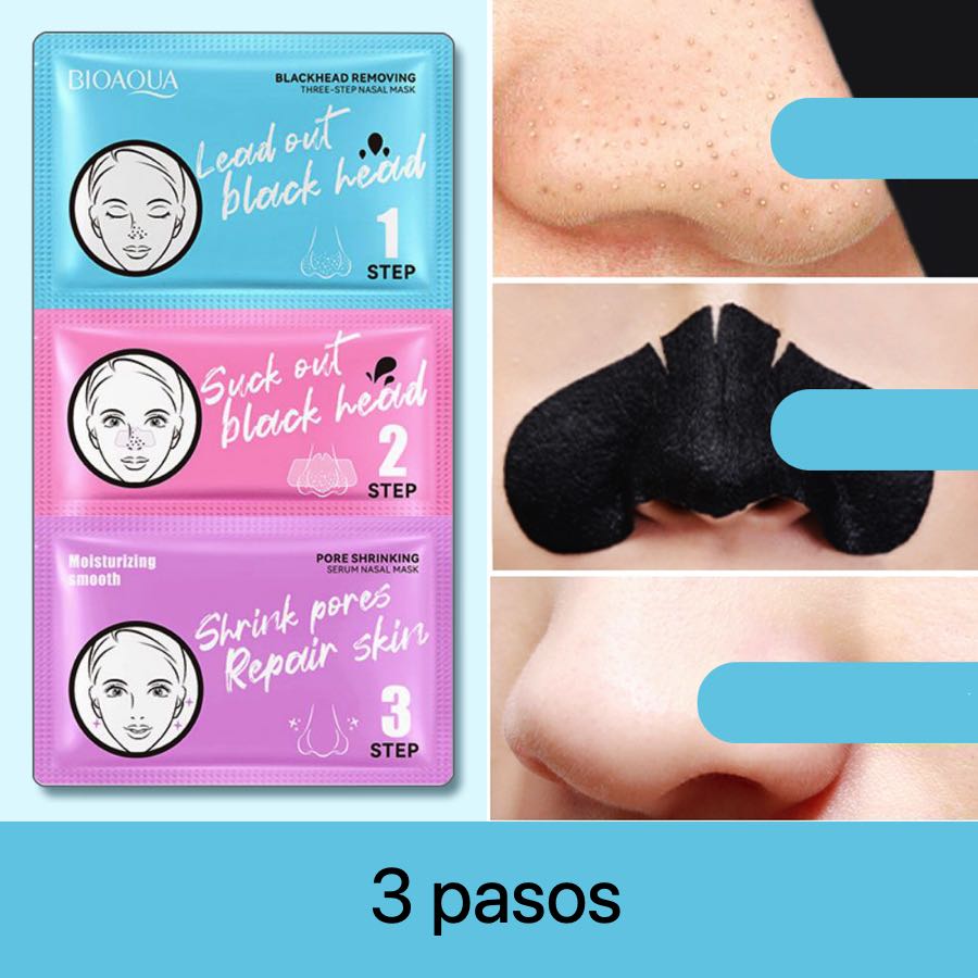 Mascarilla Tira Removedora De Puntos Negros para Nariz de 3 Pasos Hankey