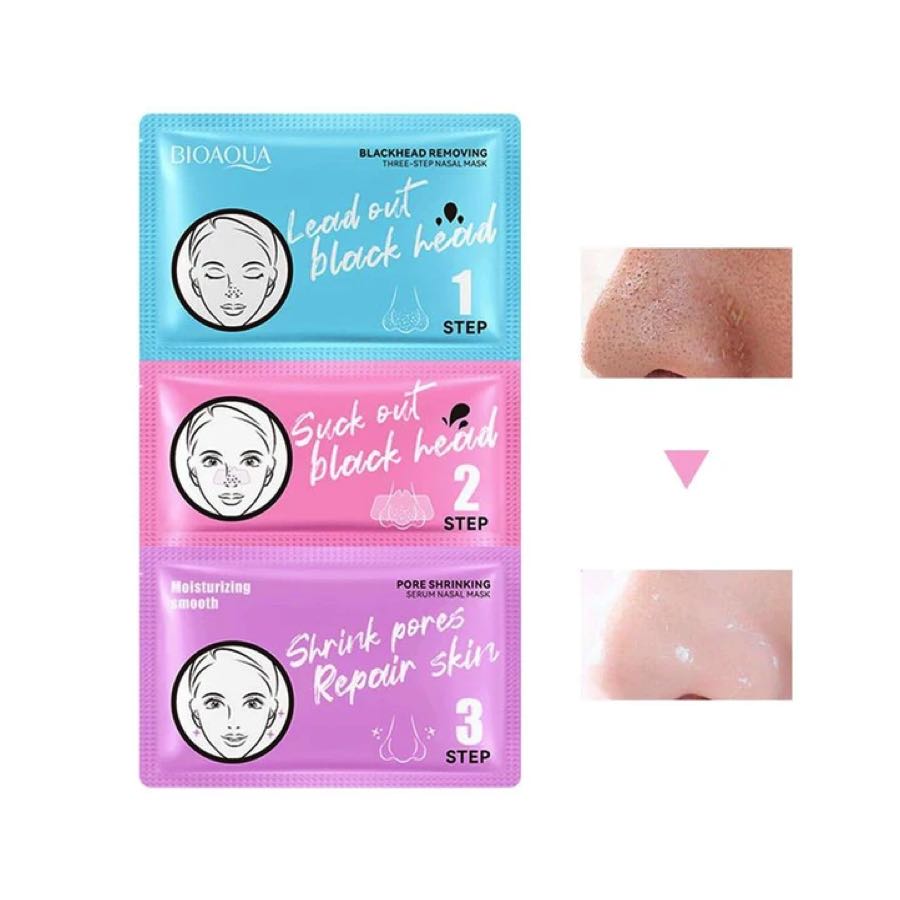 Set de 5 Mascarillas 3 Pasos Tiras para Puntos Negros Peel Off.