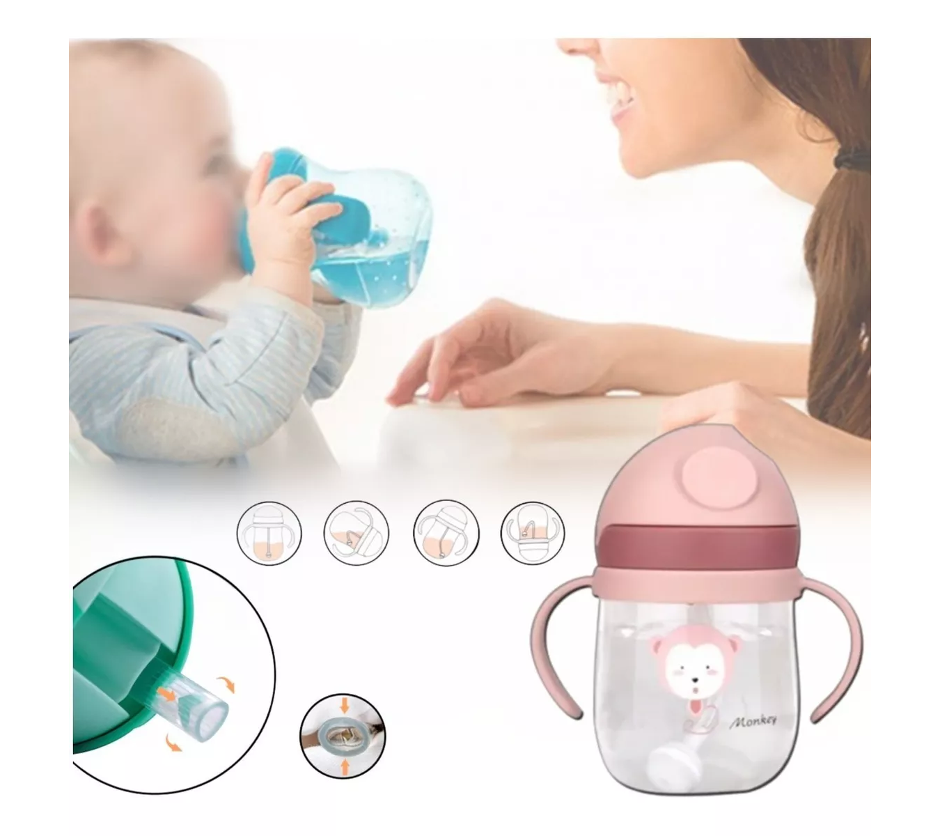 ML Vaso Entrenador 360 Antiderrames Bebés 3 Colores 250ml.