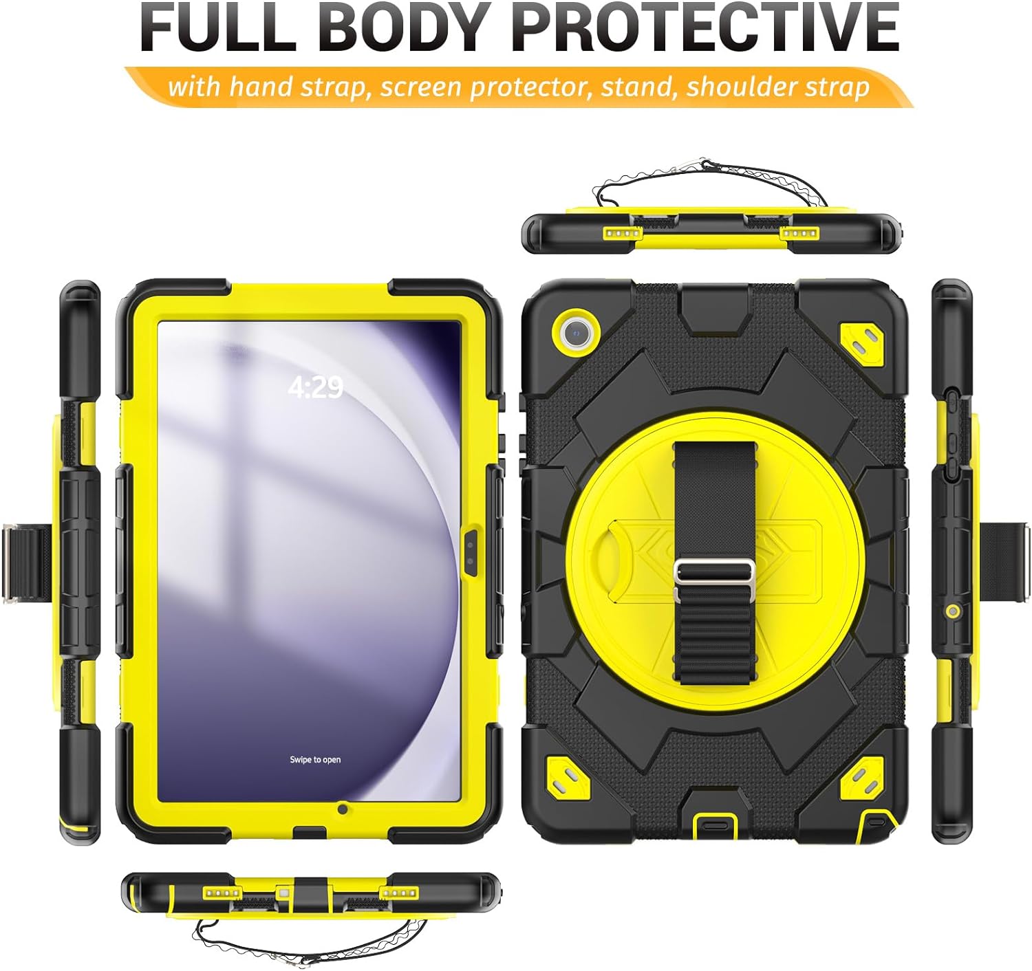Funda De Uso Rudo Para Tablet Samsung Galaxy Tab A9 Plus 11" (2023) SM-X210/SM-216/SM-X218 Negro/Amarillo