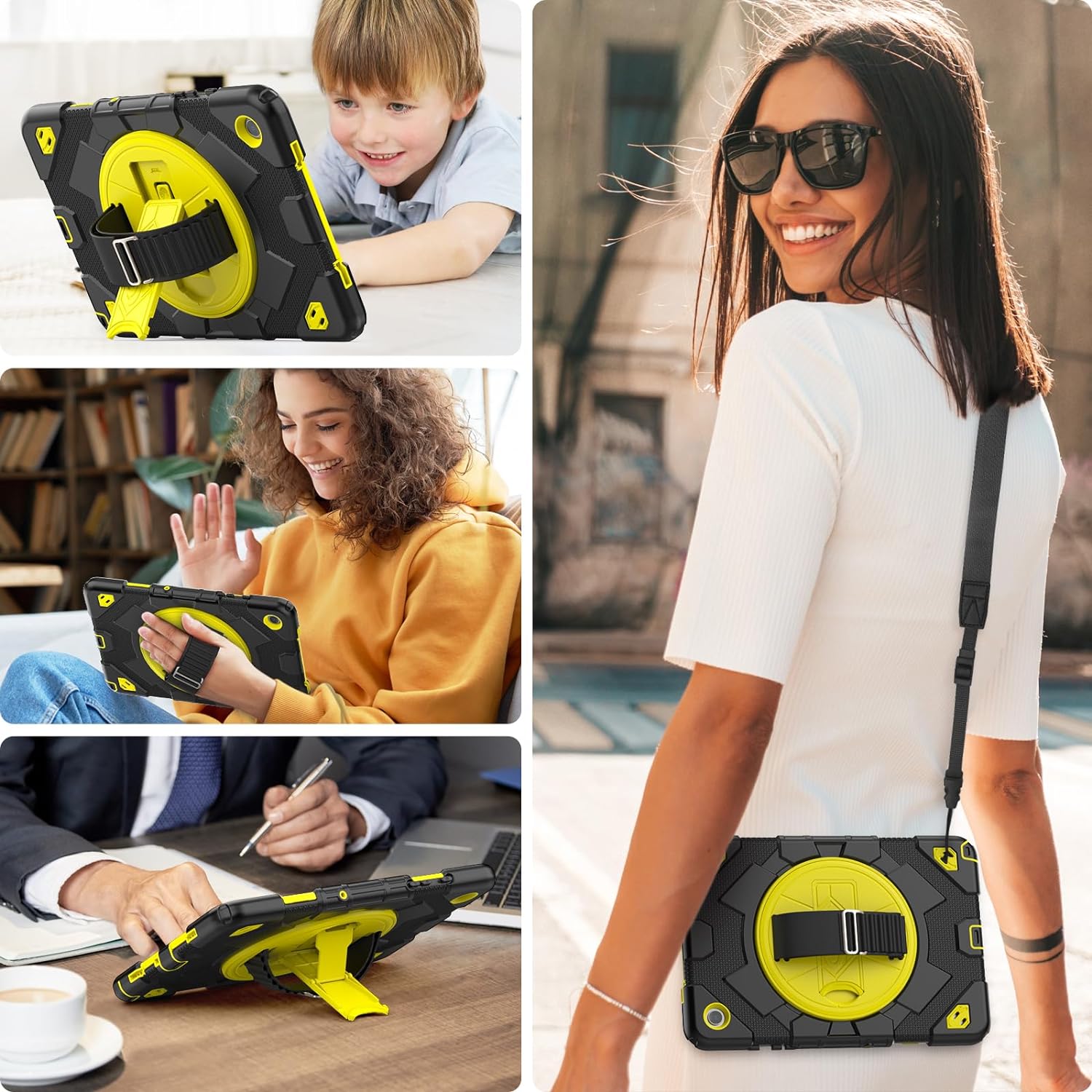 Funda De Uso Rudo Para Tablet Samsung Galaxy Tab A9 Plus 11" (2023) SM-X210/SM-216/SM-X218 Negro/Amarillo