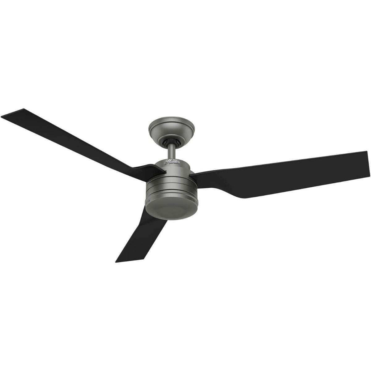 Ventilador de techo 52 pulgadas 3 aspas p/exterior cabo frio color plata/negro mate marca hunter.