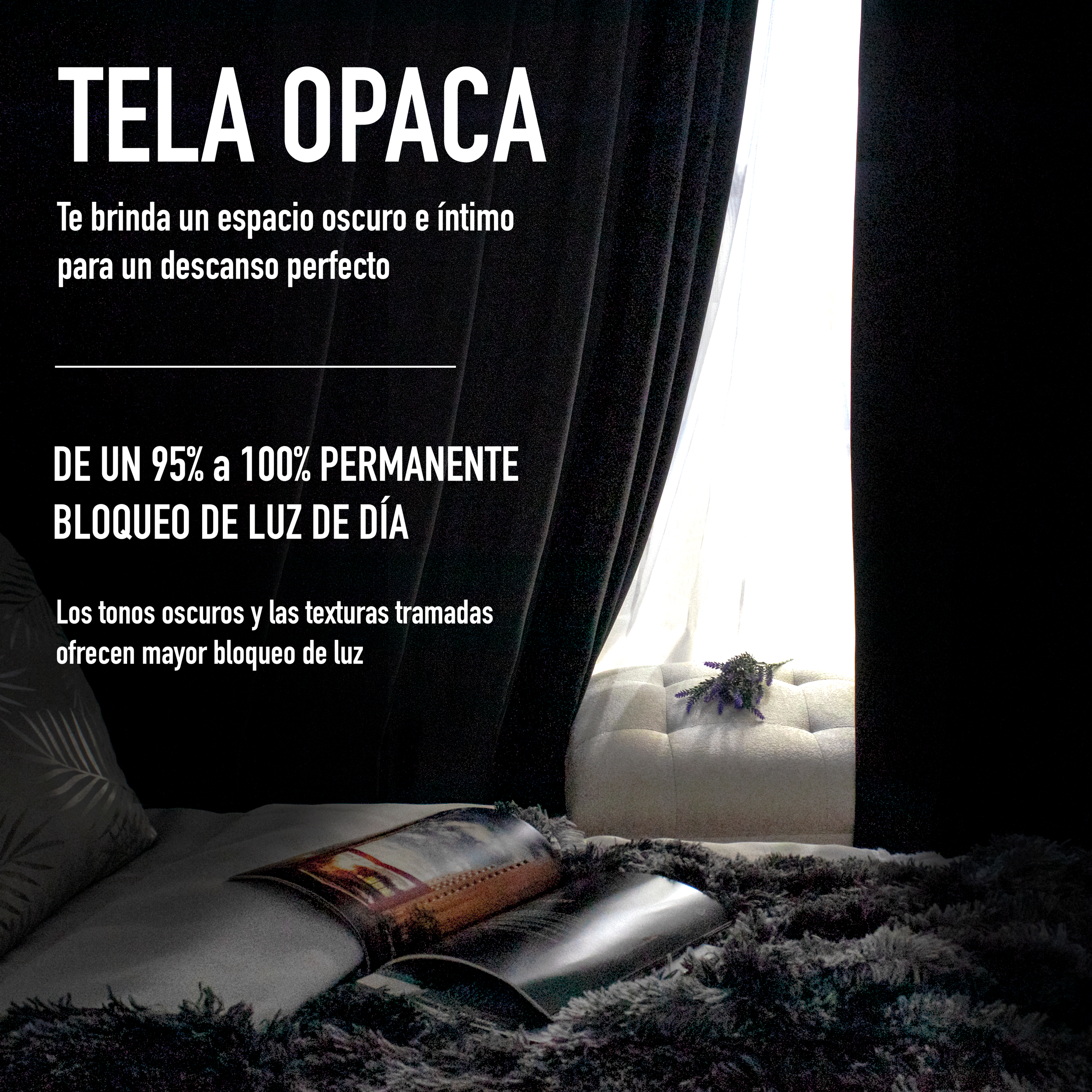 Cortinas Blackout Mezclilla Térmico Largas Lisa Opaca 95% Bloqueo Luz .