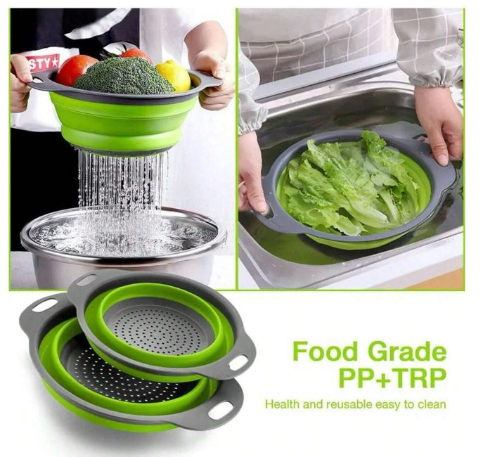Escurridor Colador Plegable Silicona Para Frutas y Verduras.