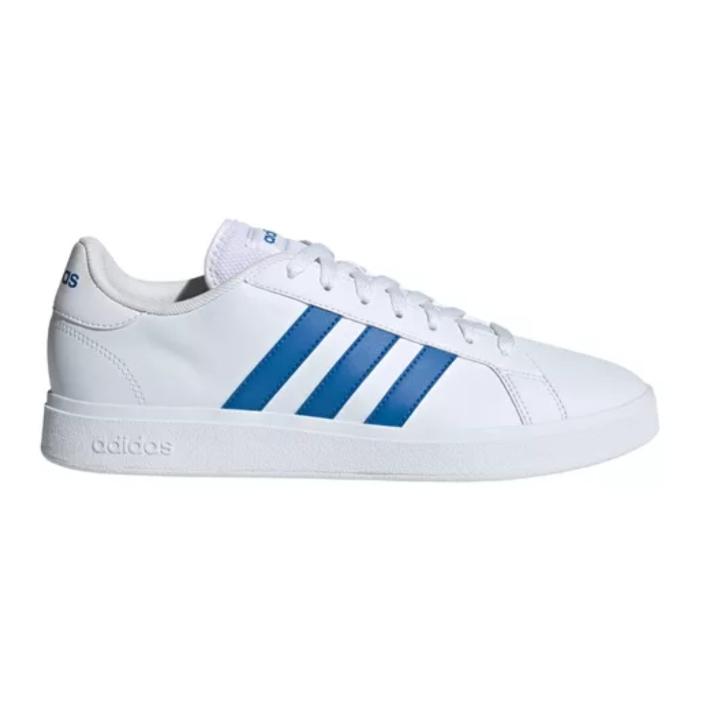 Adidas blancos con rayas azules clearance