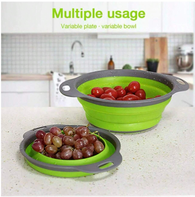 Escurridor Colador Plegable Silicona Para Frutas y Verduras.