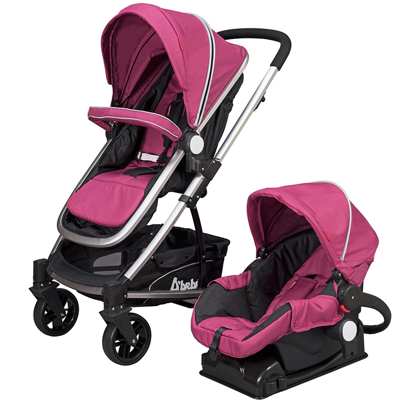 Carriola DBEBE CROWN con Portabebe y Base Rosa Morado.