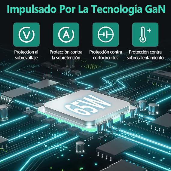 Salandens Cargador Tipo C con Cable 1.5m, 65W 5 en 1 Cargador Carga Rapida,Cargador USB C PD20w+PD15w,para iphone14/13/12/11/Pro/Samsung/Xiaomi/Huawei/Motorola.Etc (Cable USB C a Lightning).