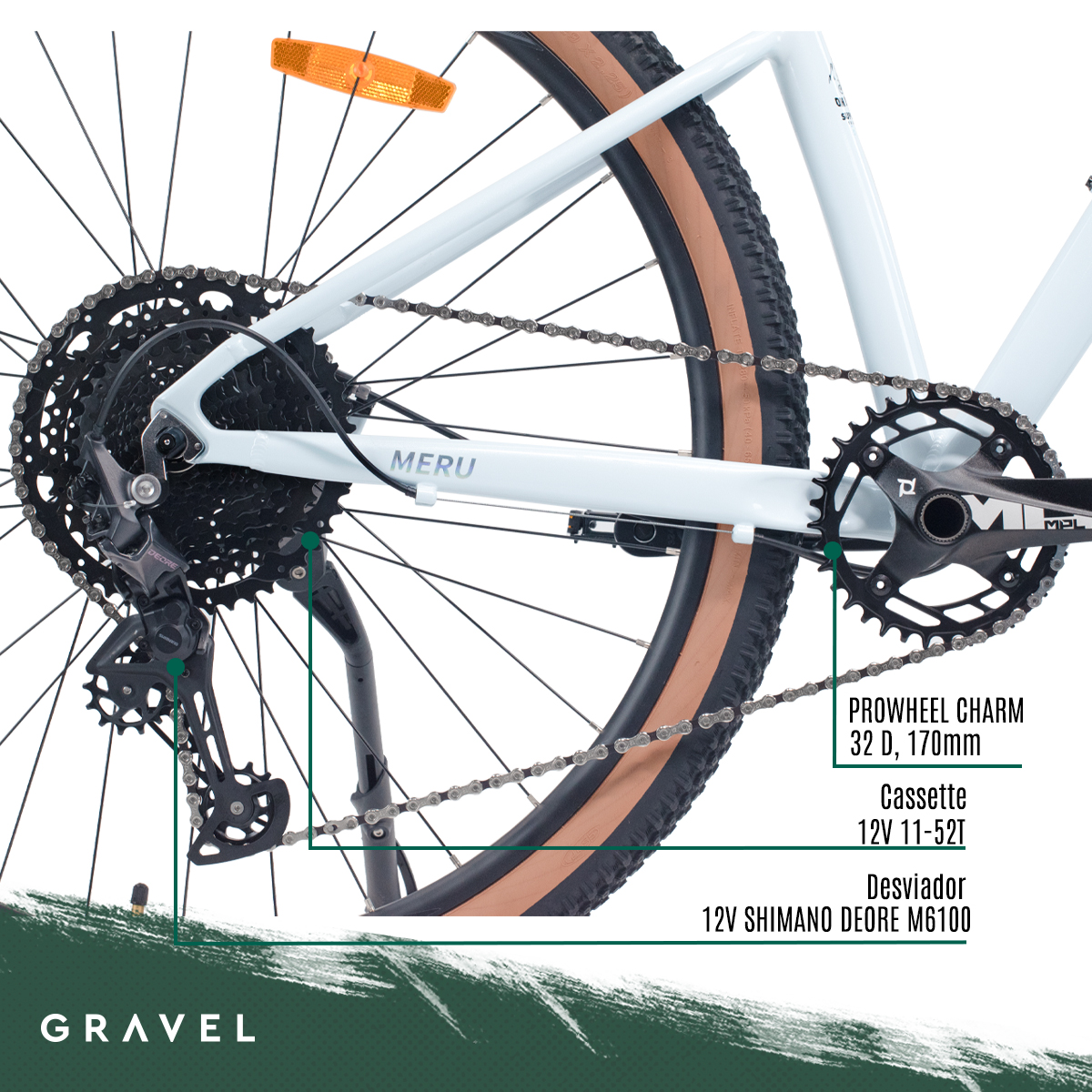 Bicicleta De Montaña Merú R29 12v Shimano Deore BLANCO Cuadro 15.