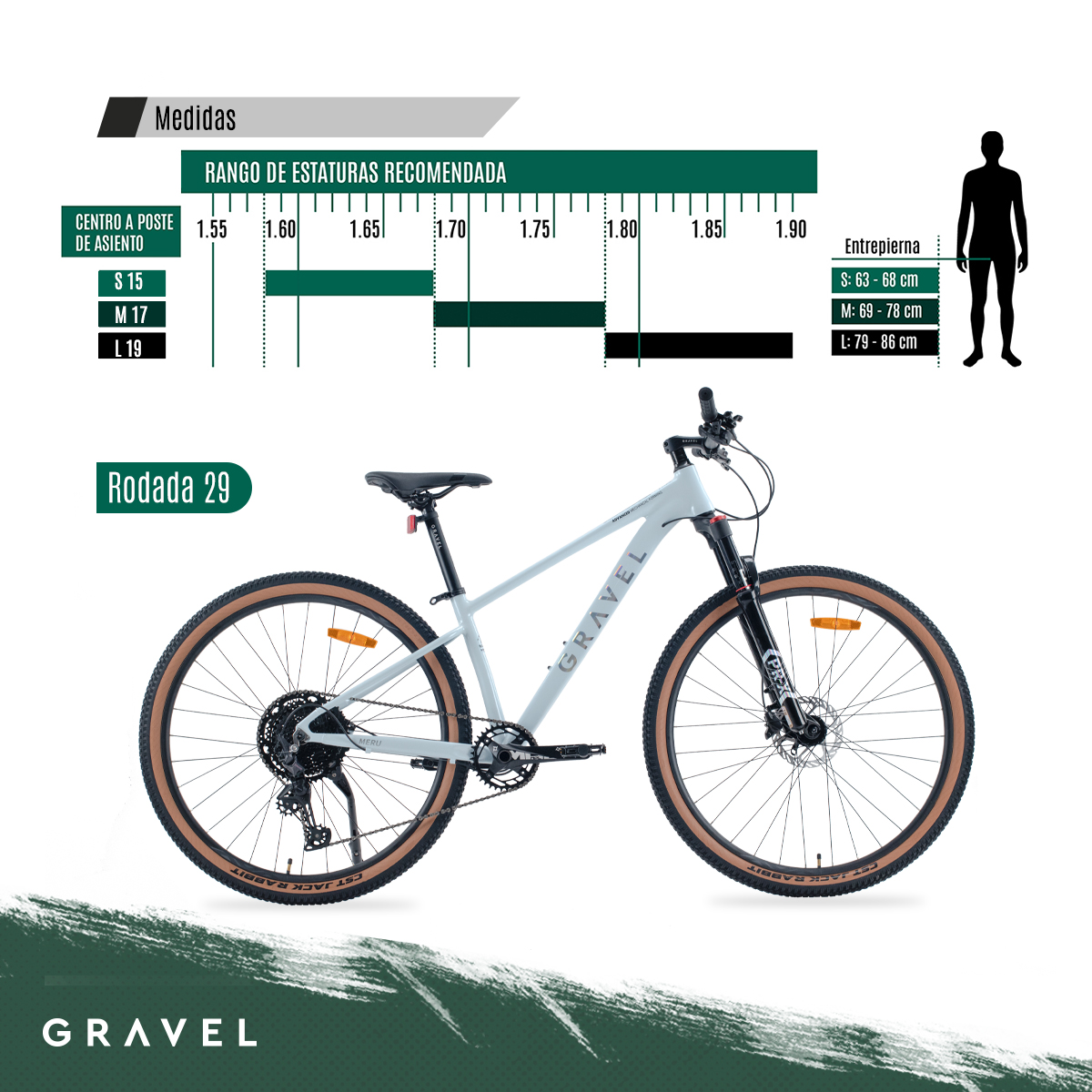Bicicleta De Montaña Merú R29 12v Shimano Deore BLANCO Cuadro 15.