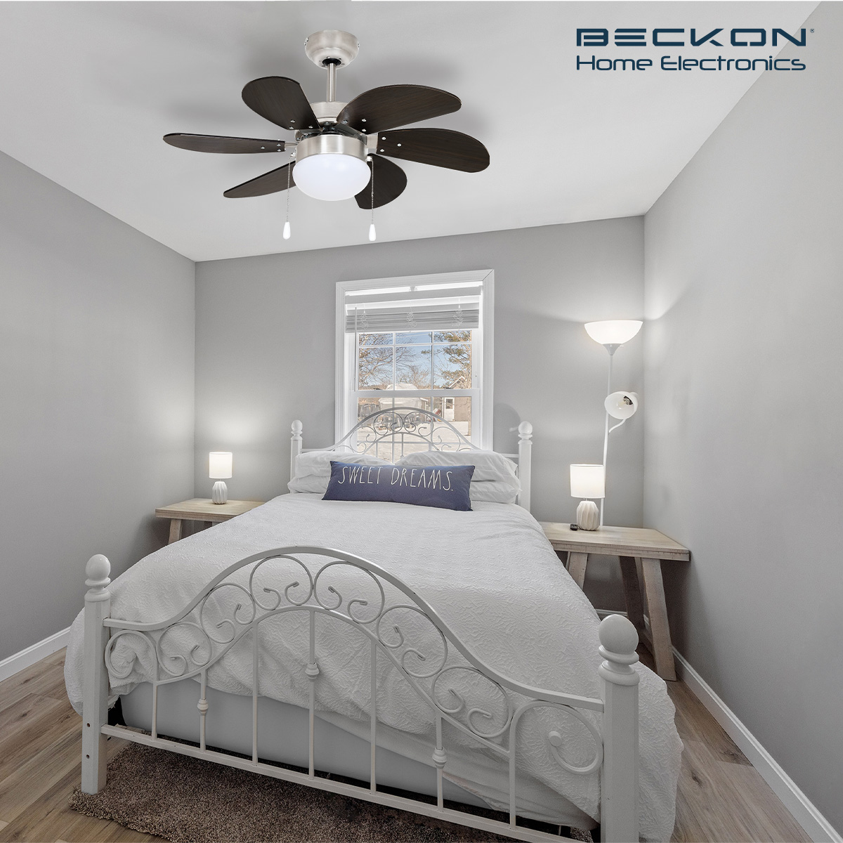 Ventilador de techo moderno de 30 pulgadas 78cm 6 aspas acabado tipo madera Beckon.