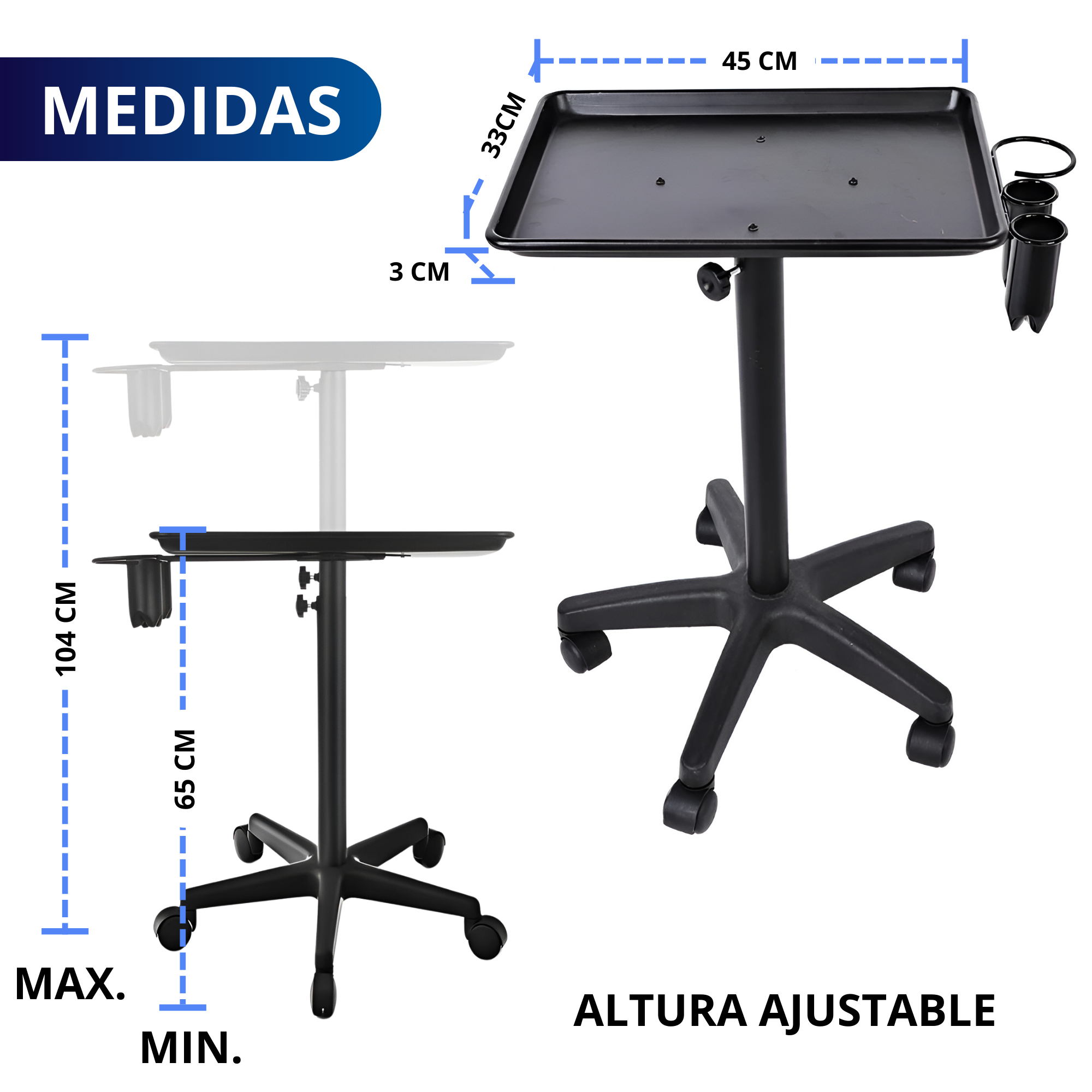 Carrito Auxiliar Para Estetica Ecomlab Organizador Ajustable.