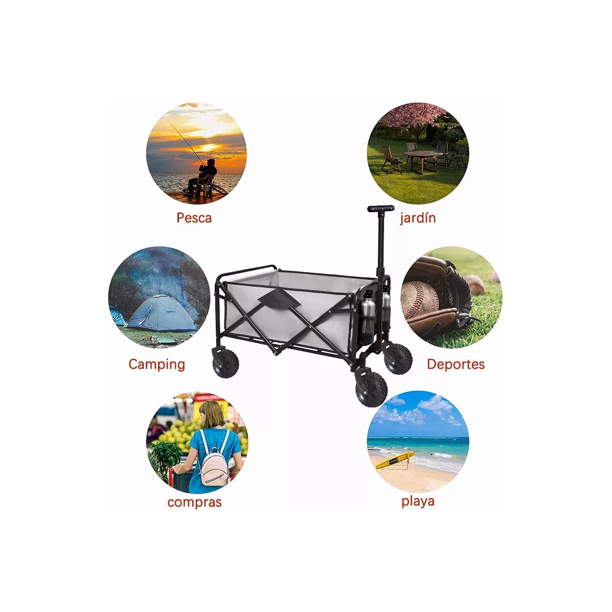 Carrito Plegable Vagon Organizador Multiusos Camping Acero.