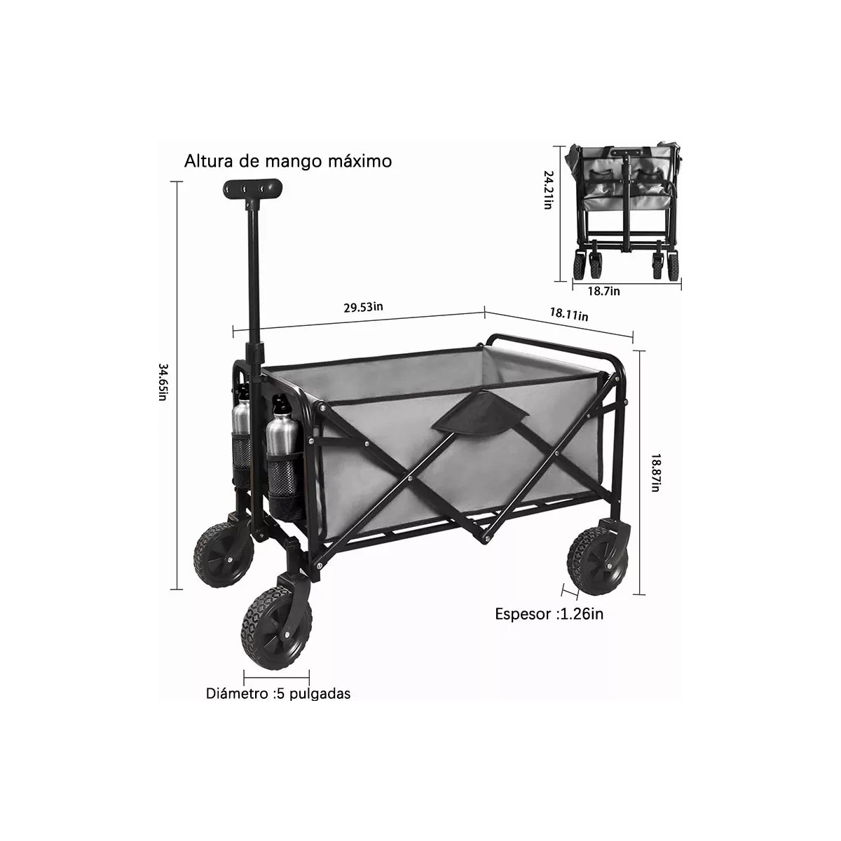 Carrito Plegable Vagon Organizador Multiusos Camping Acero.