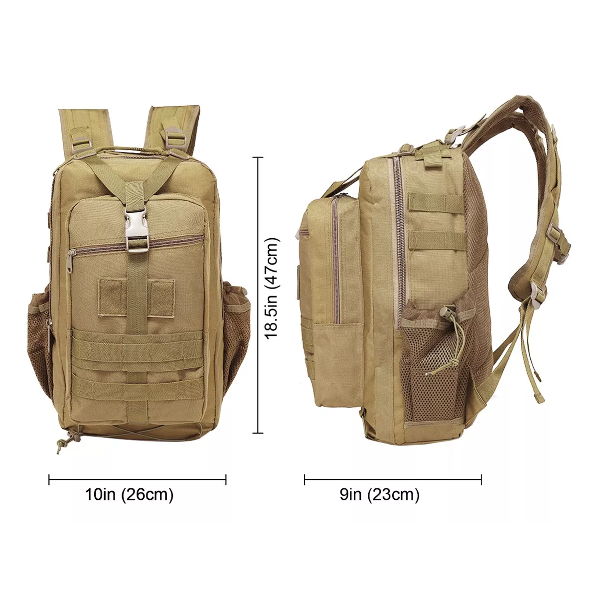 Mochila Táctica Militar De Cámping Exterior Impermeable 45l Caqui.