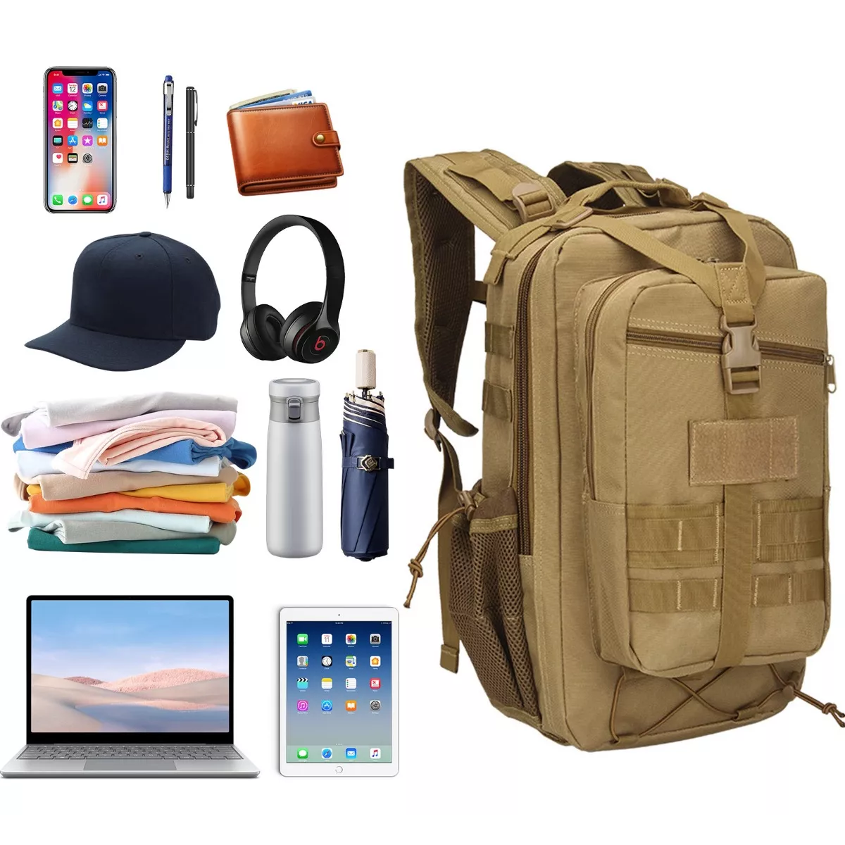 Mochila Táctica Militar De Cámping Exterior Impermeable 45l Caqui.