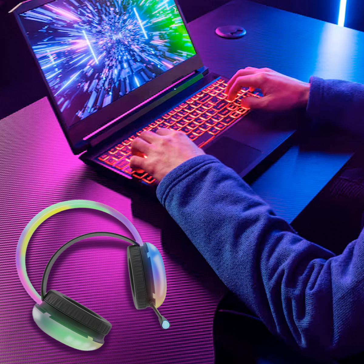Audífonos Gamer Alámbricos Select Gaming Flame Sg-h5 Luz Rgb