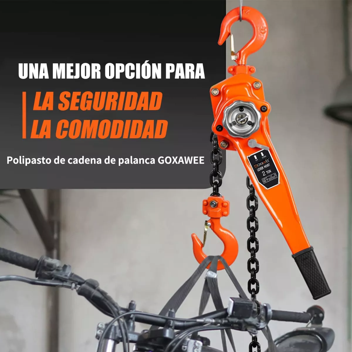 Polipasto De Palanca Para 2 Toneladas 3 Metros Mango Con Gom.