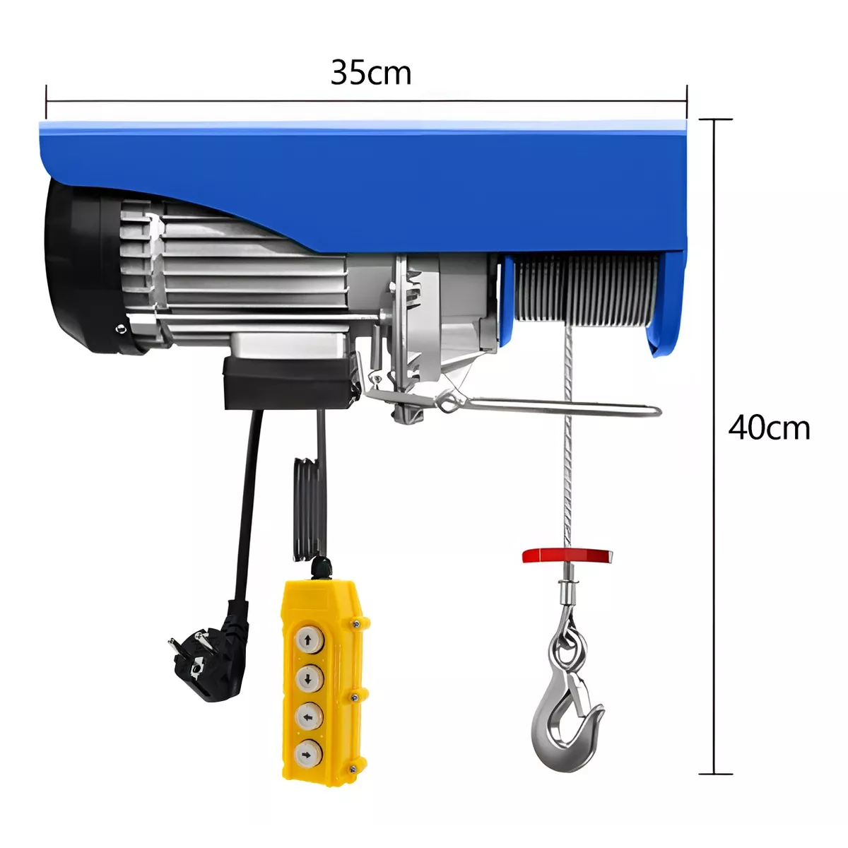 Polipasto Eléctrico Grúa Elevador De Carga 441lb, 20m, 110v Azul.