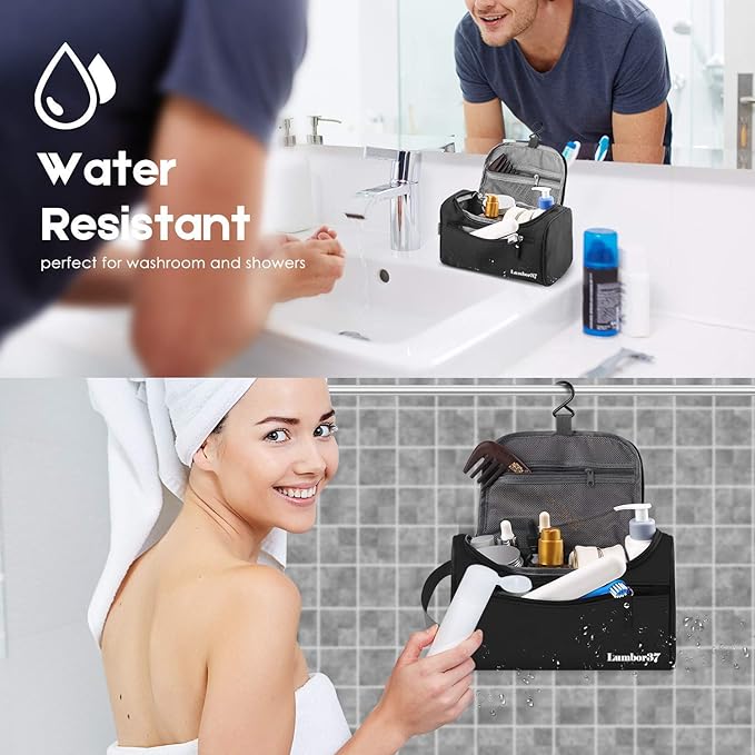 A Lumbor37 Bolsa de Aseo de Viaje Colgante Organizador y Baño Dopp Higiene Kit con Gancho para Accesorios de Viaje Artículos de Tocador Baño, Afeitado y Maquillaje para Hombres y Mujeres.