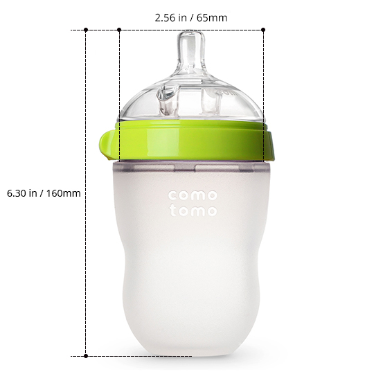 Biberón Comotomo Tacto Natural Flujo Medio 3-6 Meses 250 Ml Verde.