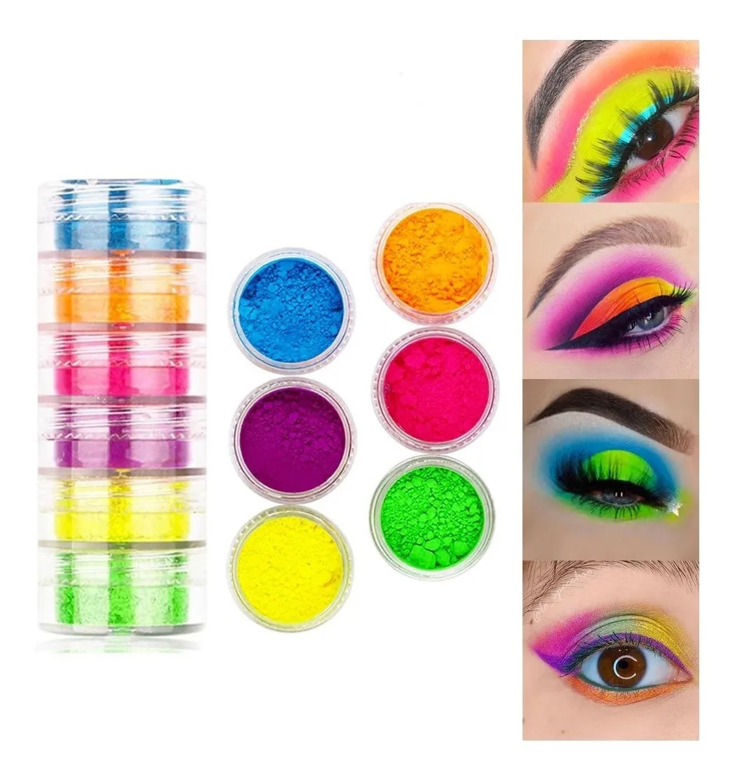 Polvo Neón Sombras De Ojos O Pigmento De Uñas 6 Colores.